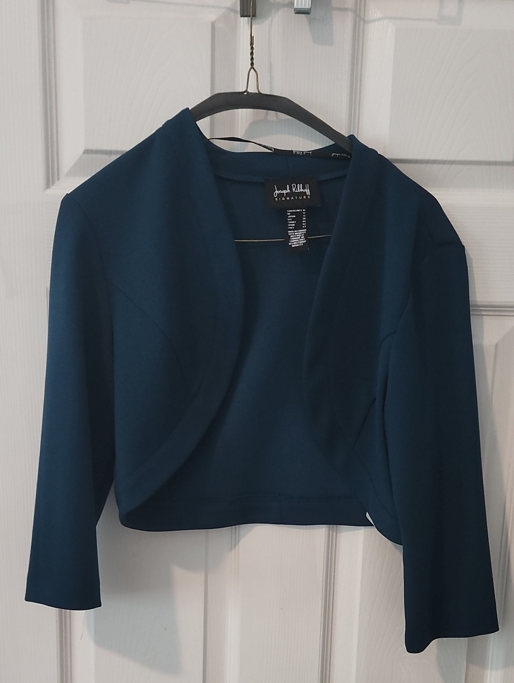 Joseph Ribkoff Teal Cropped Open-Front Jacket